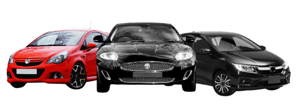 Frota de carros para transfer - vermelho, preto e sedan